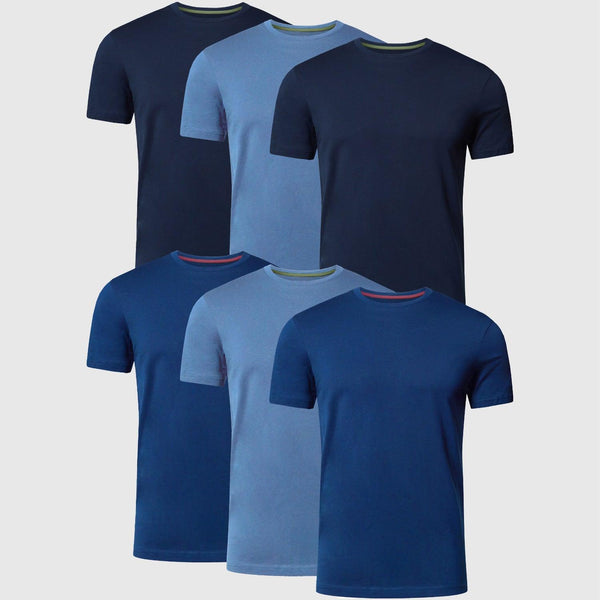 Round Neck T-Shirts | BLUE - NAVY - Pack of 6