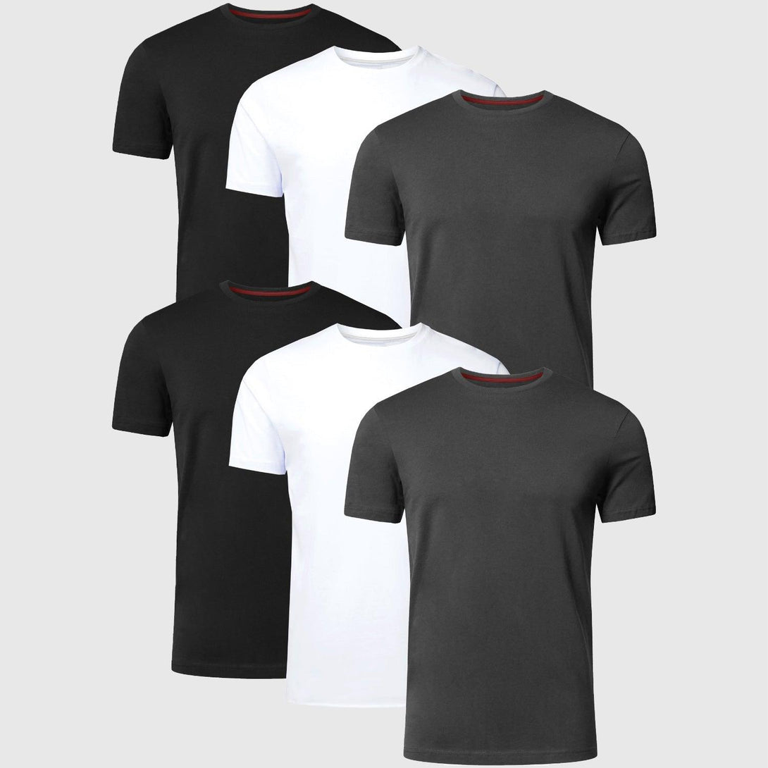 Round Neck T-Shirts | CHARCOAL - WHITE - BLACK - Pack of 6 - FTS