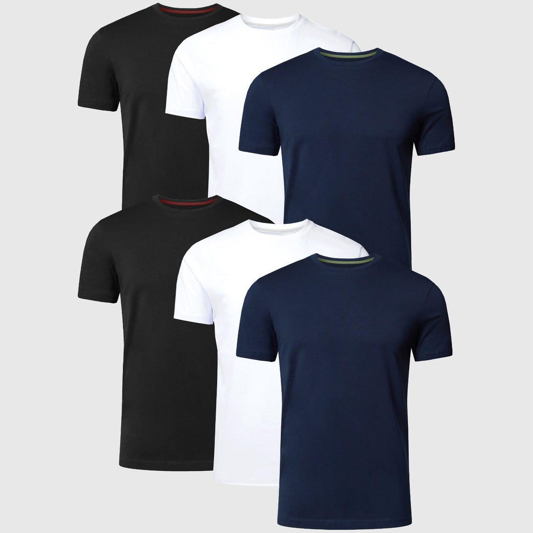 Round Neck T-Shirts | NAVY - WHITE - BLACK - Pack of 6 - FTS