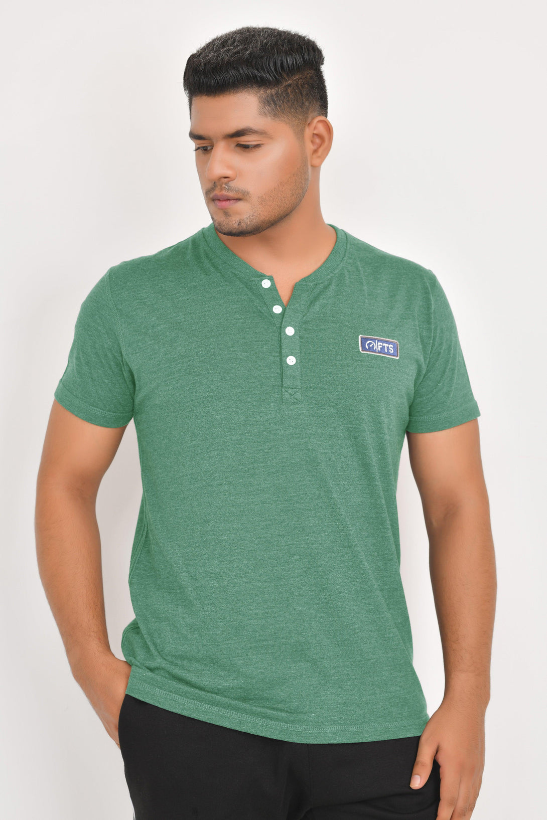 HENLEY T-Shirts | GREEN MELANGE-CHARCOAL-WINE - FTS