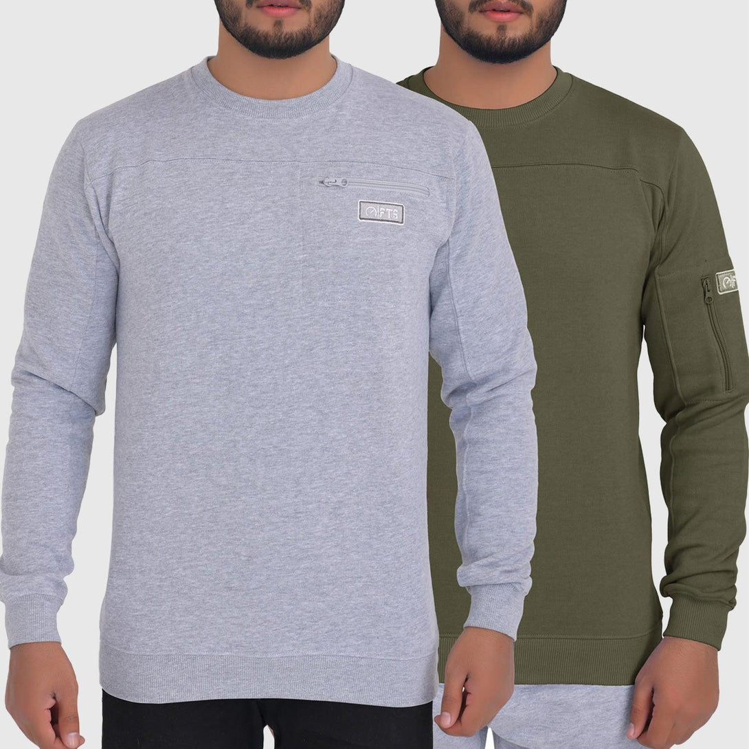Sweatshirts ARMY GREEN - GREY - Pack of 2 - FTS