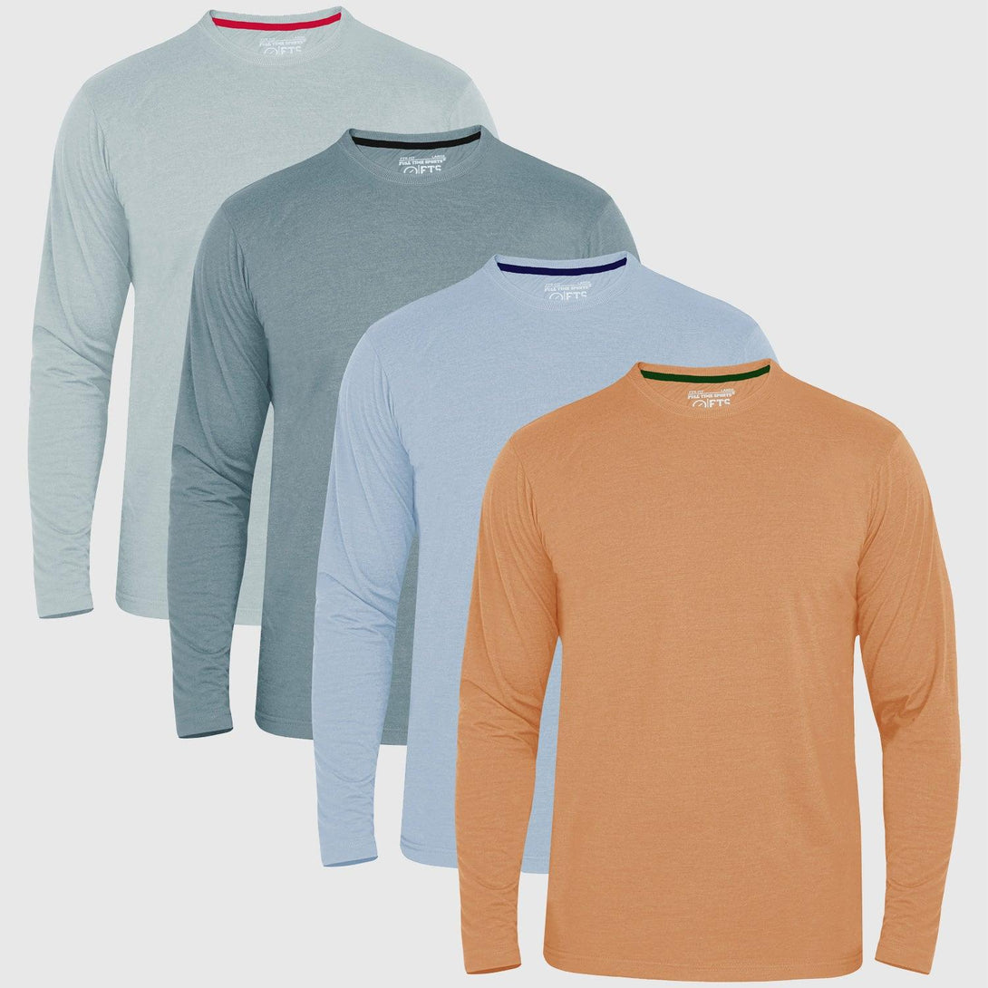 Long Sleeve Round Neck T-Shirts | SLATE - AQUA - LAGOON - TAN - FTS