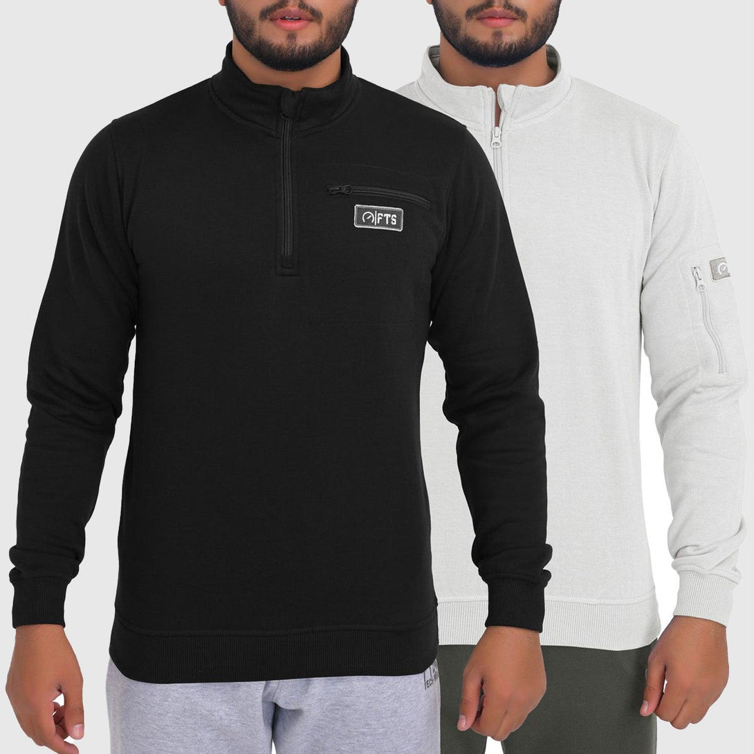 Half Zip Sweatshirts | BLACK - OFF-WHITE - FTS