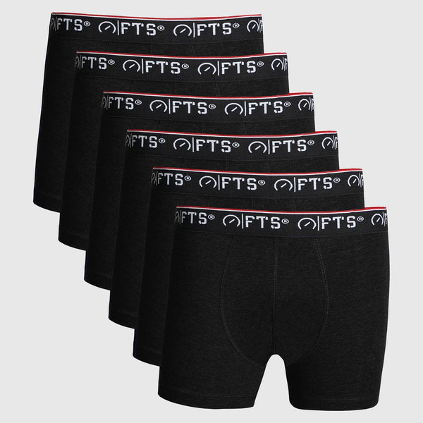 BOXERS BLACK COLOR PACK OF 6 - FTS