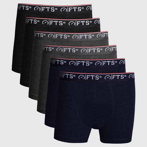 Boxers BLACK - CHARCOAL - NAVY Colors Pack of 6 - FTS