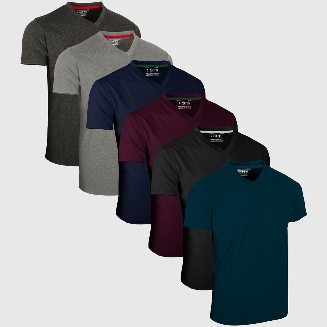 V-Neck T-Shirts | DARK ASSORTED - Pack of 6 - FTS