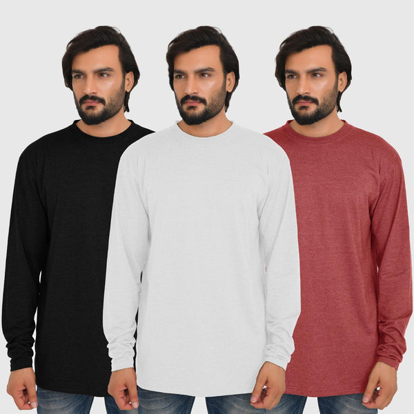 Long & Tall Full Sleeves Shirts | Pack of 3 | Tan - Aqua - Dark Gray - FTS