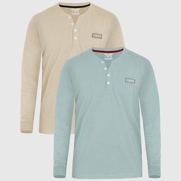 HENLEY Full Sleeve Shirts | LAGOON & STONE Pack of 2 - FTS