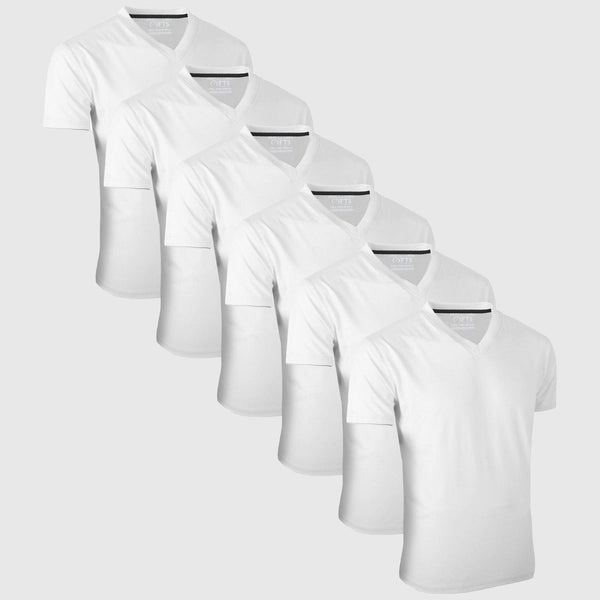 V-Neck T-Shirts | WHITE - Pack of 6 - FTS