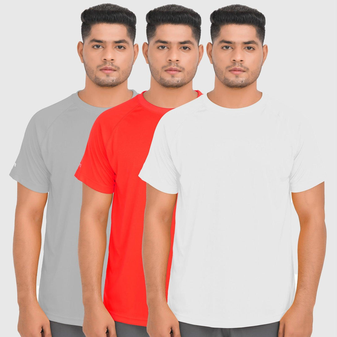 Performance T-Shirts | WHITE - RED - LIGHT GREY Pack of 3 - FTS