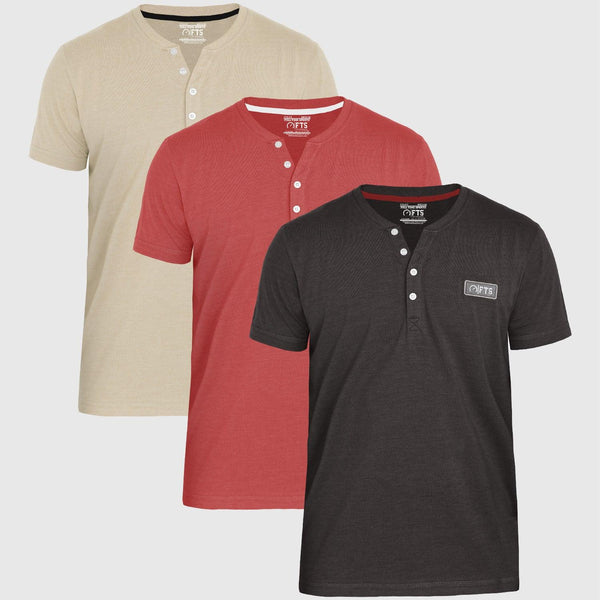 HENLEY T-Shirts | WINE-CHARCOAL-STONE - FTS