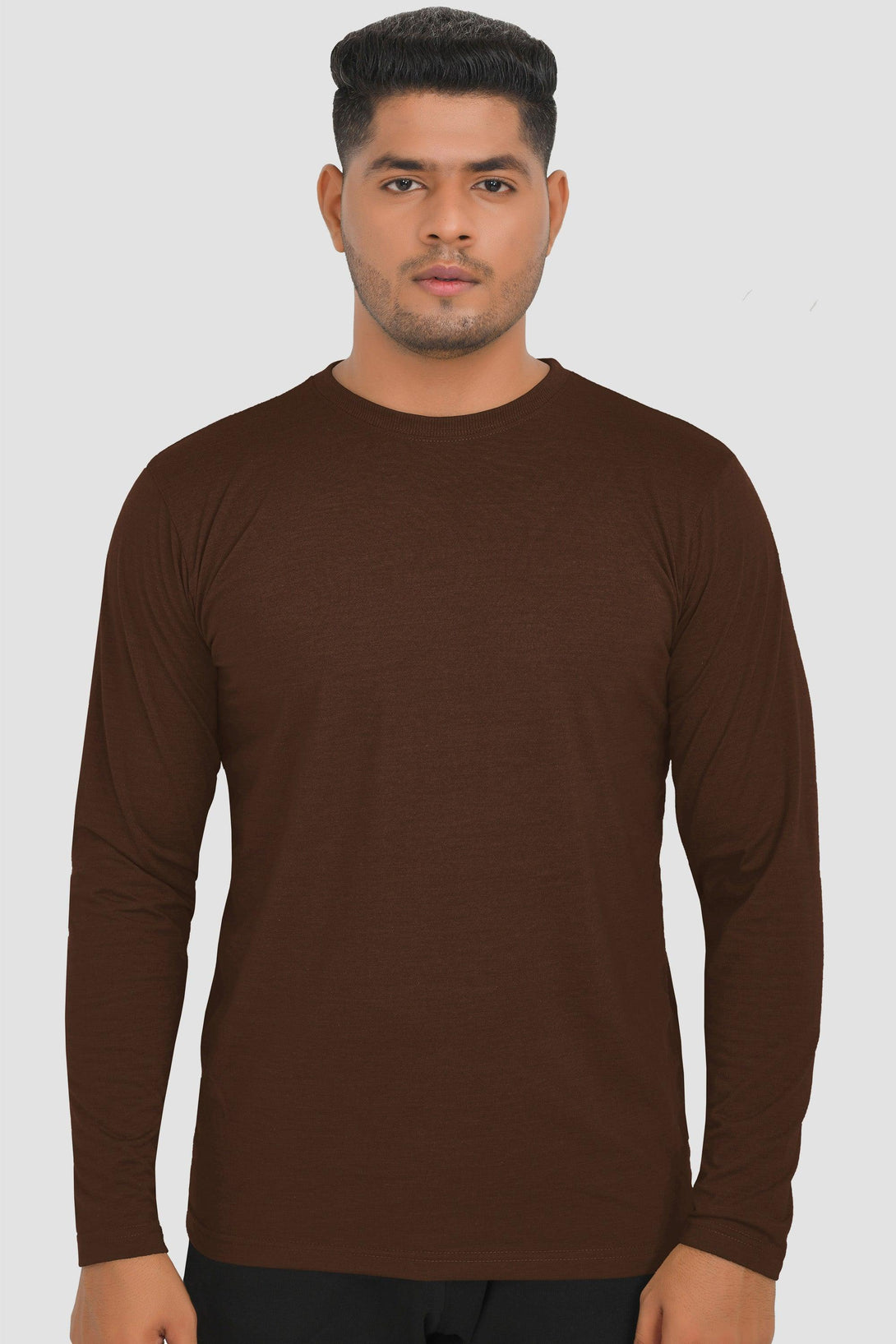 Long Sleeve Round Neck T-Shirts | DARK GREY - CHARCHAOL - CHOCOLATE - MUSTARD - FTS