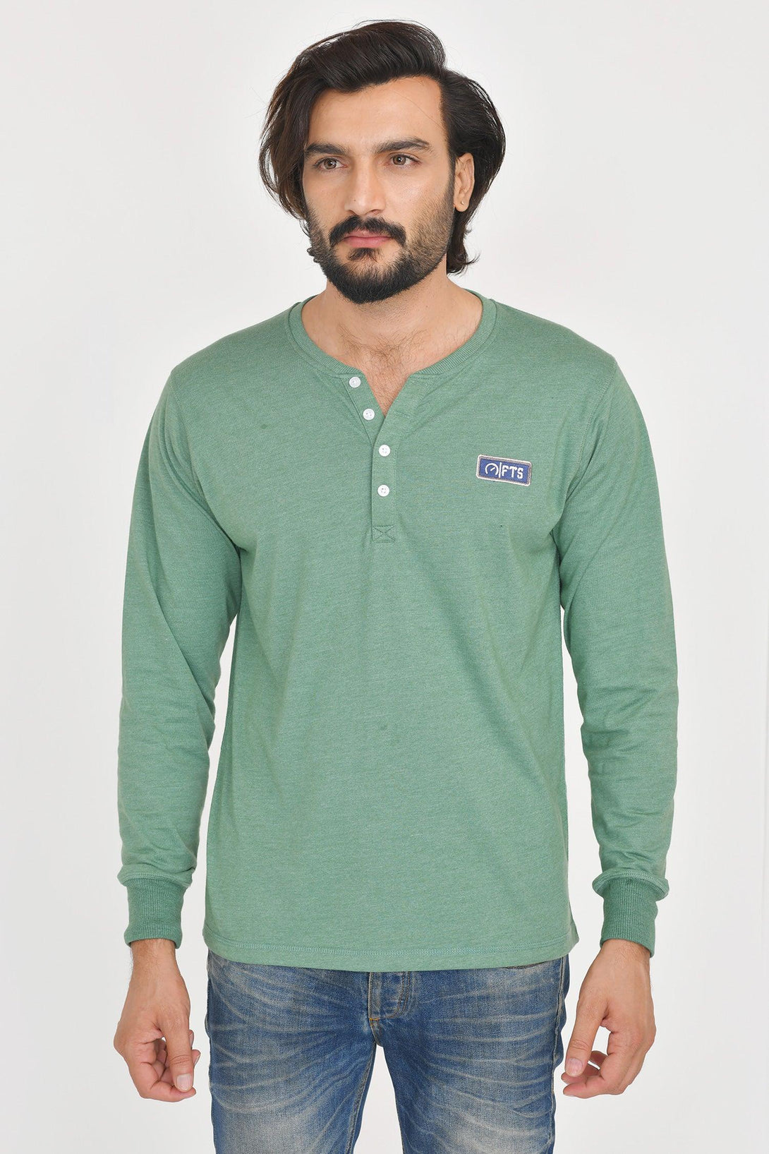 HENLEY Full Sleeve Shirts | HUNTER GREEN & SLATE Pack of 2 - FTS