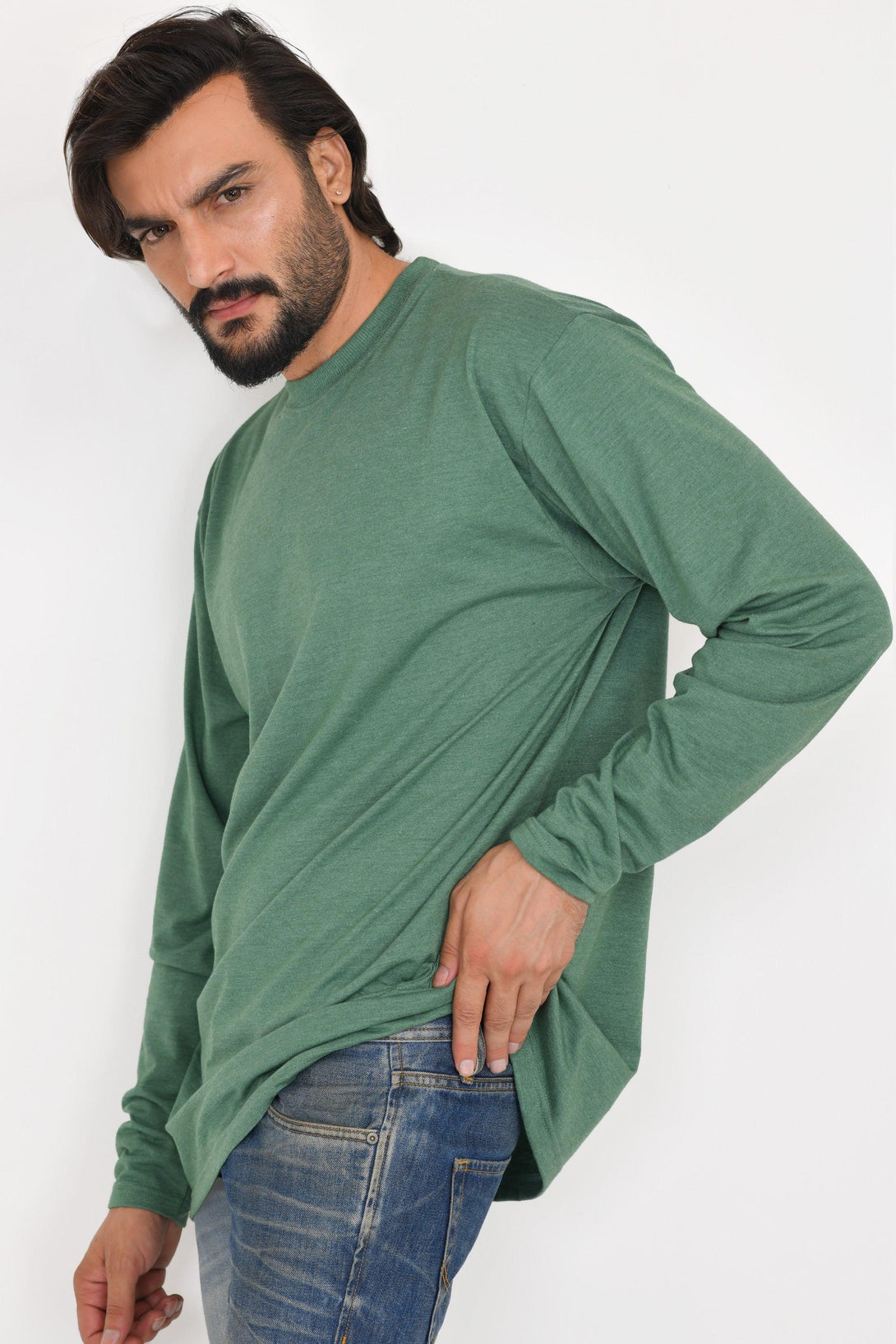 Long & Tall Full Sleeves Shirts | Pack of 3 | Stone - Green Melange - Navy Melange - FTS