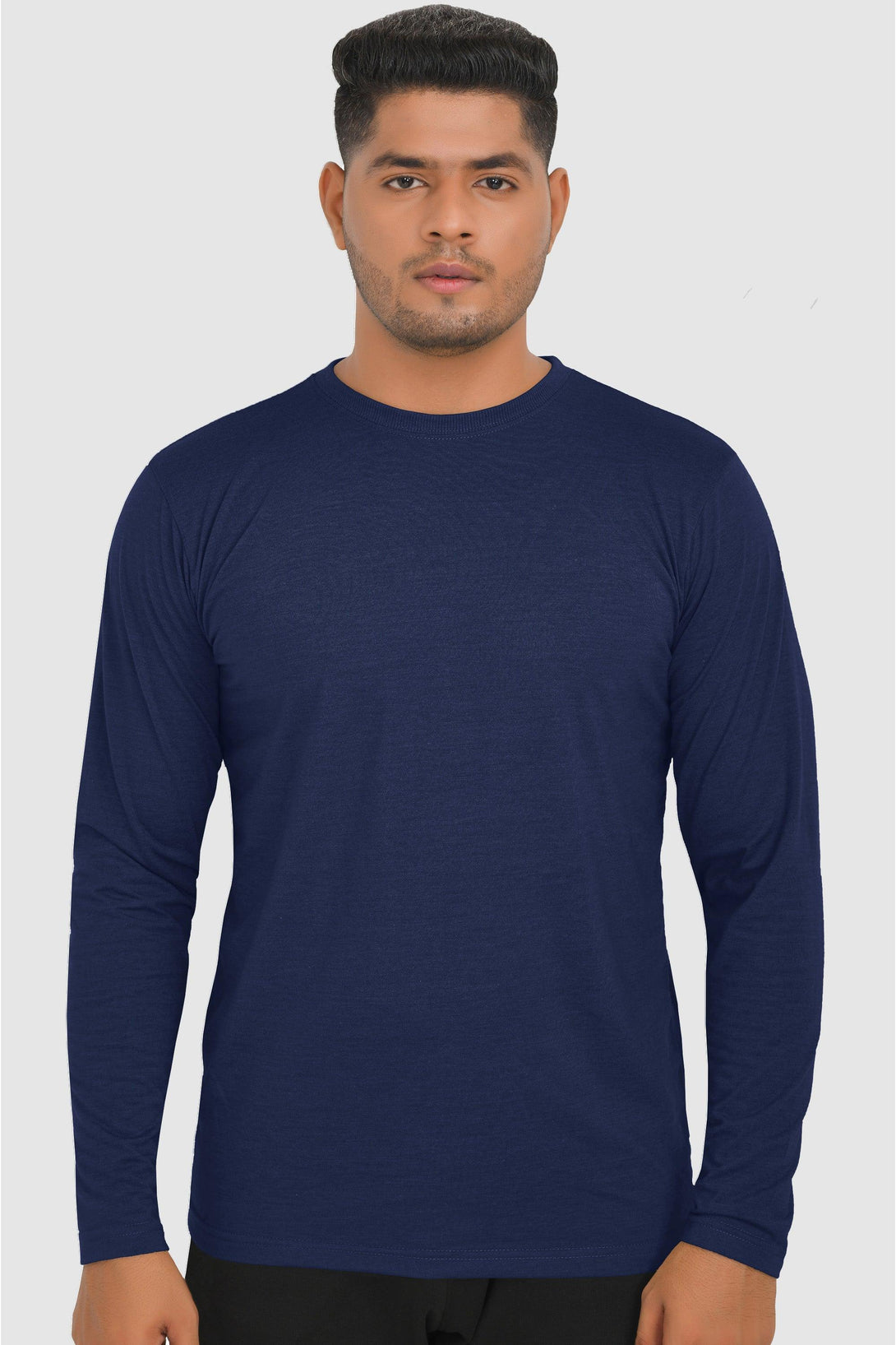 Long Sleeve Round Neck T-Shirts | NAVY - FTS